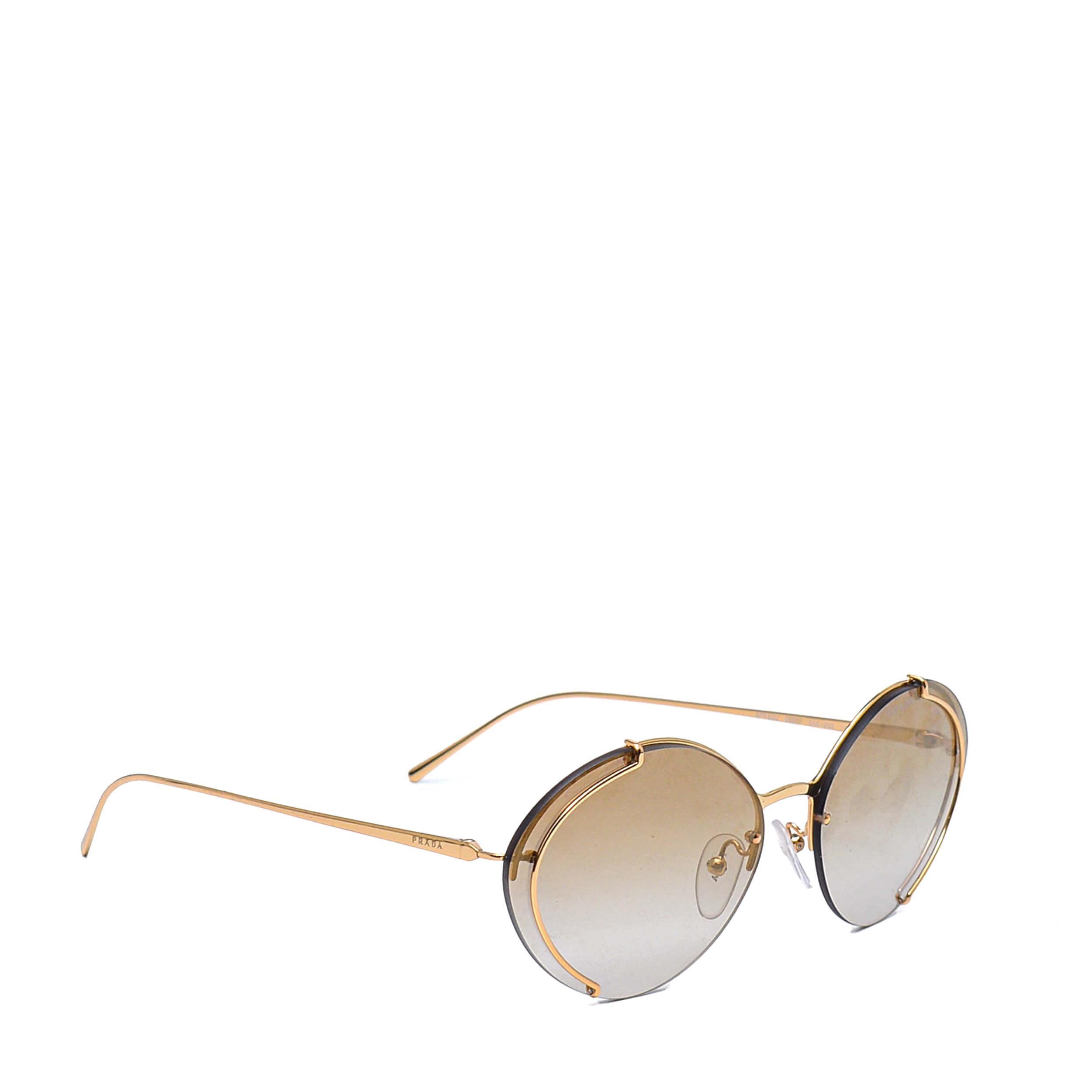 Prada - Brown&Gold Mirrored Elliptical Sunglasses